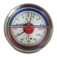 Термоманометр 0-120°С (горизонтальное подключение) TIM
